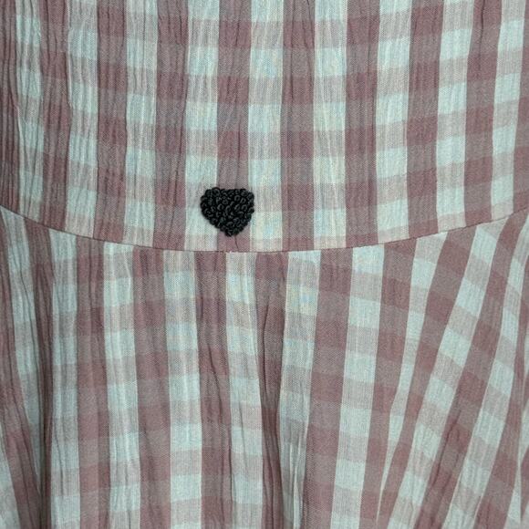The Burnt Soul‎ Pink Gingham Check Dress Size XS Balloon Sleeves Scoop Neck - Picture 7 of 10